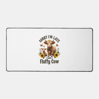 Sorry Im Late I Saw A Fluffy Cow Vintage Highland  Desk Mat