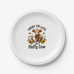 Sorry Im Late I Saw A Fluffy Cow Vintage Highland  Paper Plate