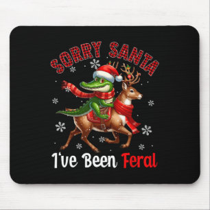 Sorry I've Been Feral Xmas Santa Alligator Riding Mouse Pad