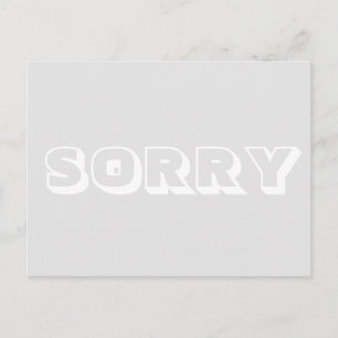 Sorry, light grey white modern bold postcard