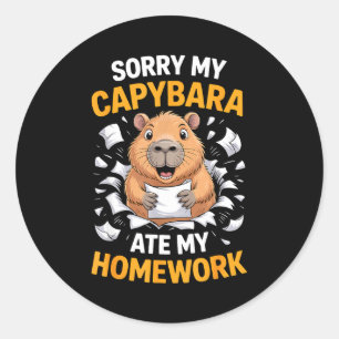 Sorry My Capybara Ate My Homework Funny Rodent  Classic Round Sticker