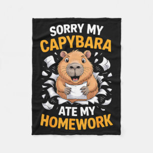Sorry My Capybara Ate My Homework Funny Rodent  Fleece Blanket