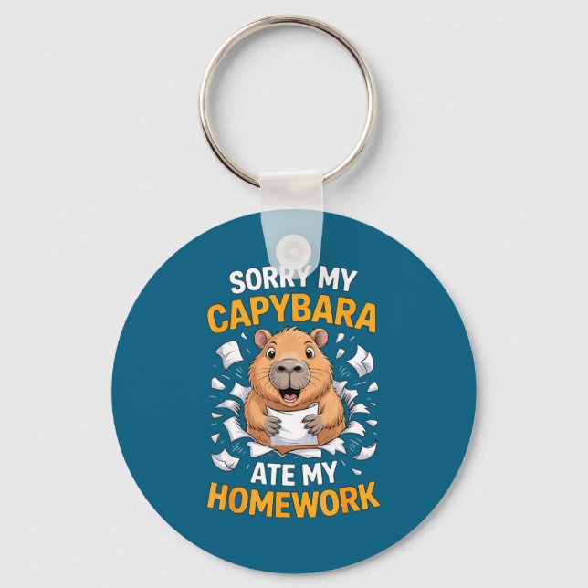 Sorry My Capybara Ate My Homework Funny Rodent  Key Ring (Front)