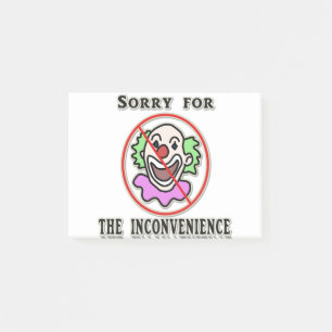 Sorry no clowns post-it notes