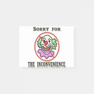 Sorry no clowns post-it notes
