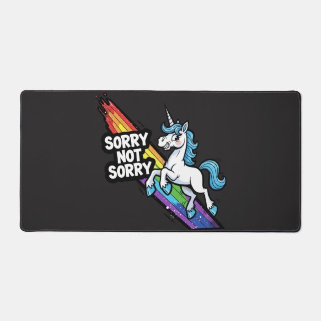 Sorry not Sorry Unicorn Desk Mat (Front)