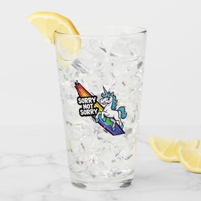 Sorry not Sorry Unicorn Glass Cup (Front Ice)