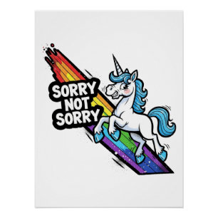 Sorry not Sorry Unicorn Glossy Poster