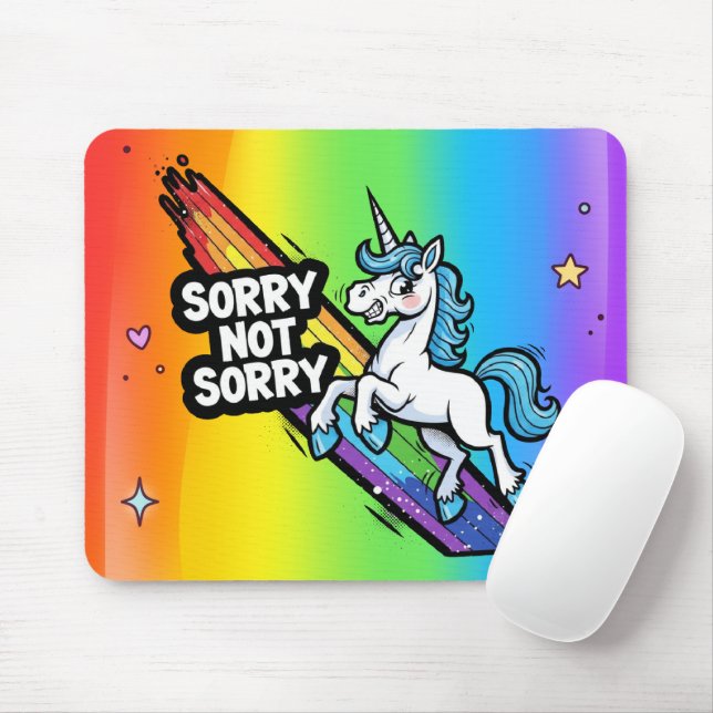 Sorry not Sorry Unicorn Mousepad (With Mouse)