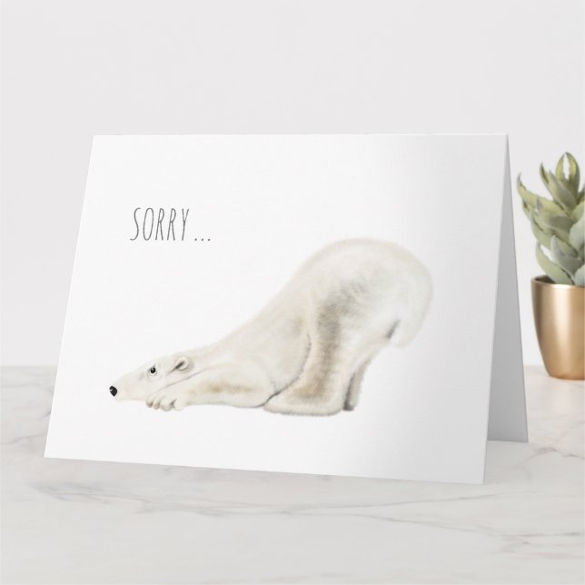 Sorry Polar Bear Folded Greeting Card (Small Plant)