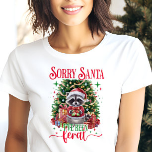 Sorry Santa Feral Racoon Christmas Tri-Blend Shirt