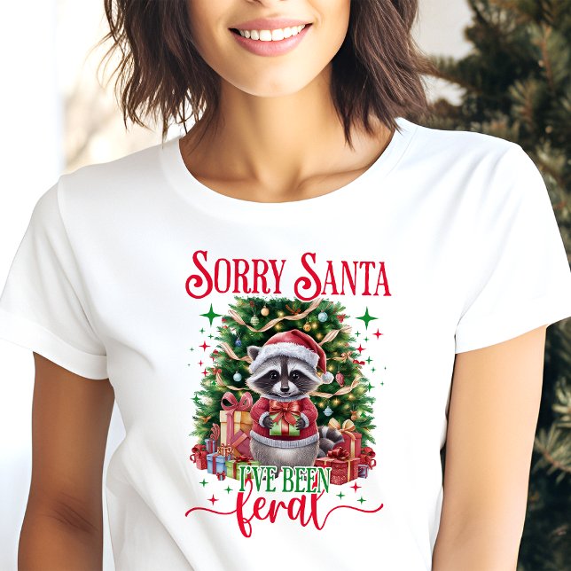 Sorry Santa Feral Racoon Christmas Tri-Blend Shirt (Creator Uploaded)