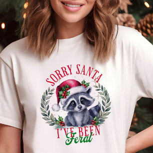 Sorry Santa Feral Racoon Funny Christmas Tri-Blend Shirt