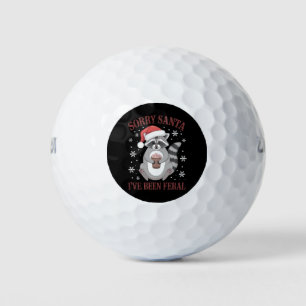 Sorry Santa I've Been Feral Christmas Racoon Golf Balls