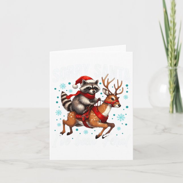Sorry Santa I've Been Feral Cute Racoon Christmas Card (Front)