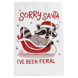 Sorry Santa I've Been Feral Funny Christmas Medium Gift Bag