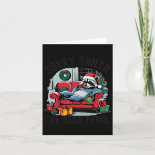 Sorry Santa I've Been Feral Funny Racoon Xmas Lig Card