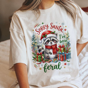 Sorry Santa I'Ve Been Feral Racoon Christmas Tri-Blend Shirt