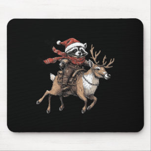 Sorry Santa Ive Been Feral Racoon Riding Reindeer Mouse Pad