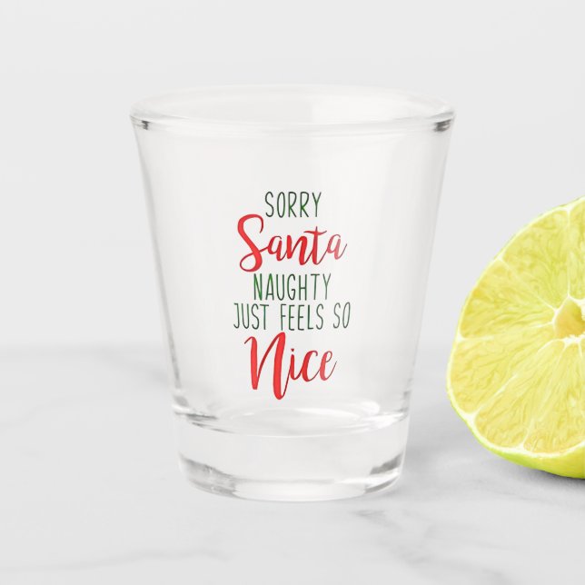 Sorry Santa Naughty Just Feels So Nice Shot Glass (Front)