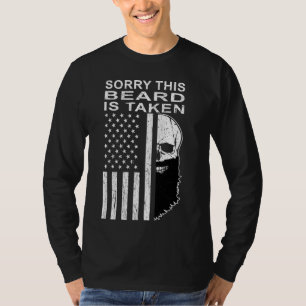 Sorry This Beard Is Taken American Flag Skull Bear T-Shirt