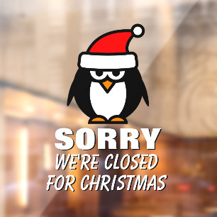 Sorry we're closed for Christmas shop window cling