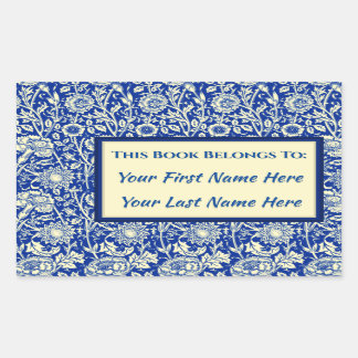 Sorta Blue Calico Personalised Bookplates Rectangular Sticker