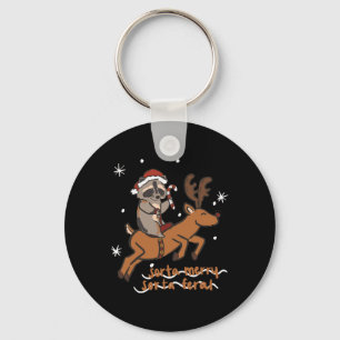 Sorta Merry Sorta Feral Funny Racoon Christmas Xm Key Ring