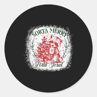 Sorta Merry Sorta Feral Funny Racoon Lovers Chris Classic Round Sticker