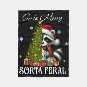 Sorta Merry Sorta Feral Raccoon Hot Cocoa Cup Chri Fleece Blanket