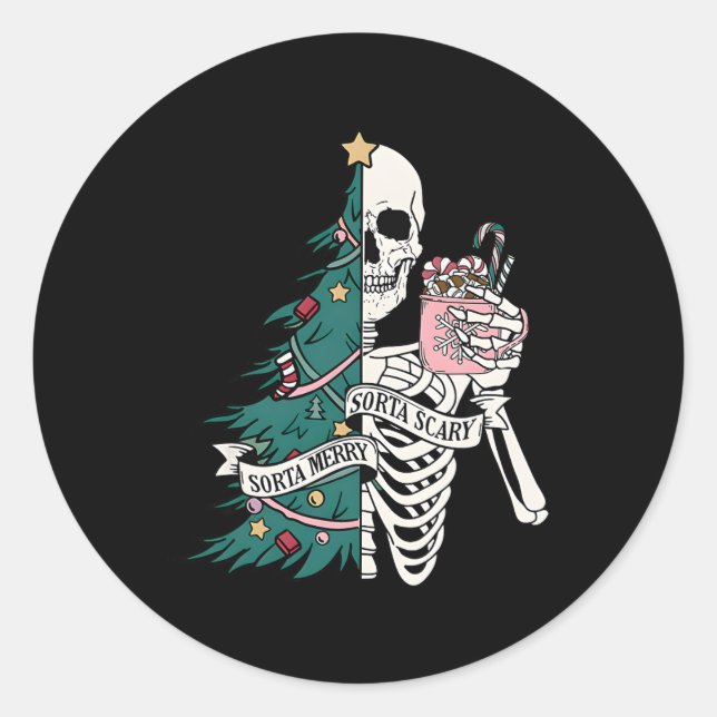 Sorta merry sorta scary christmas  classic round sticker (Front)