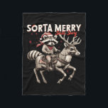 Sorta Merry Sorta Scary Christmas Funny Racoon Ri Fleece Blanket<br><div class="desc">Sorta Merry Sorta Scary Christmas Funny Racoon Riding Kids</div>