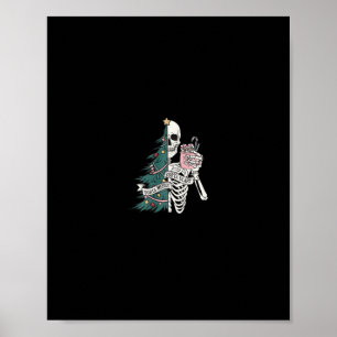 sorta merry sorta scary skeleton drinking cocoa ch poster