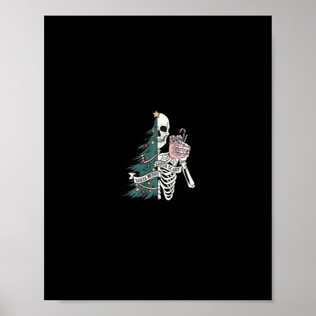 sorta merry sorta scary skeleton drinking cocoa ch poster (Front)