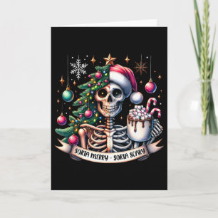 Sorta Merry Sorta Scary Skeleton Hot Cocoa Christm Card