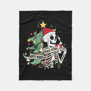 Sorta Merry Sorta Scary Skeleton Hot Cocoa Christm Fleece Blanket
