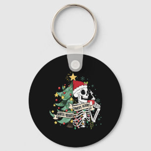 Sorta Merry Sorta Scary Skeleton Snow Christmas Xm Key Ring