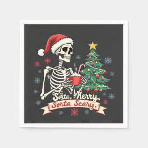 Sorta Merry Sorta Scary Spooky Skeleton Xmas Napkin