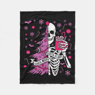 Sorta Merry Sorta Y Funny Christmas Skeleton Tree  Fleece Blanket