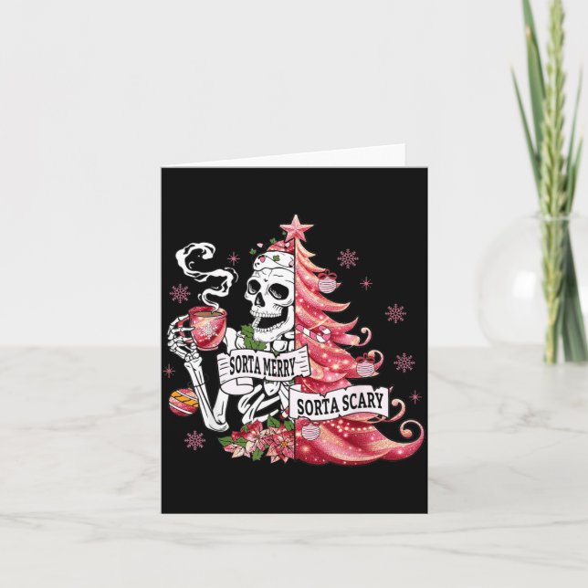 Sorta Merry Sorta Y Funny Skeleton Christmas  Card (Front)