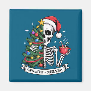 Sorta Merry Sorta Y Santa Skeleton Cocoa Christmas Magnet