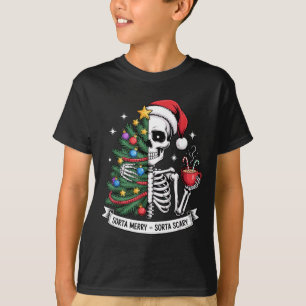 Sorta Merry Sorta Y Santa Skeleton Cocoa Christmas T-Shirt