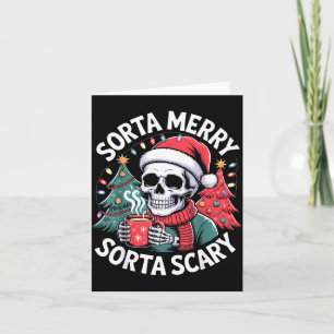 Sorta Merry Sorta Y Skeleton With Santa Hat  Card