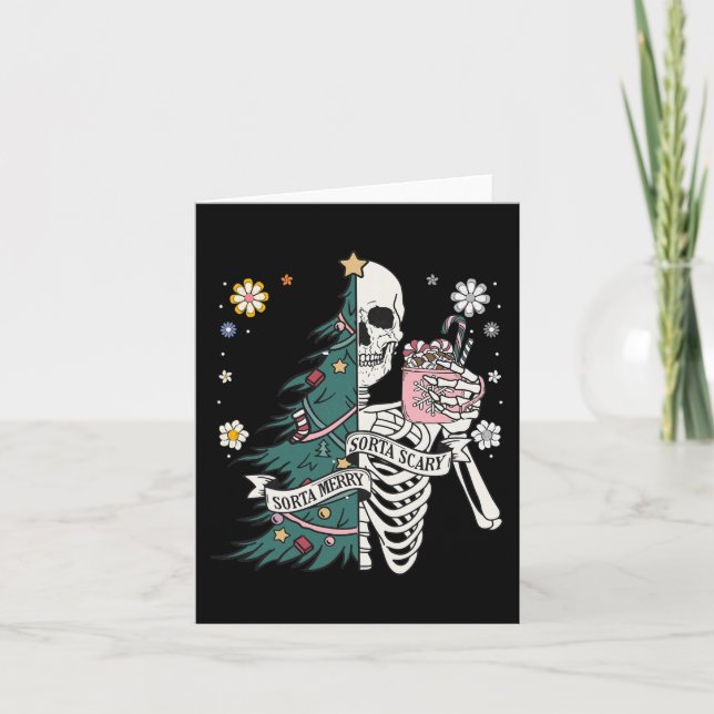 Sorta scary merry sorta christmas skeleton tree sa card (Front)