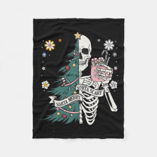 Sorta scary merry sorta christmas skeleton tree sa fleece blanket