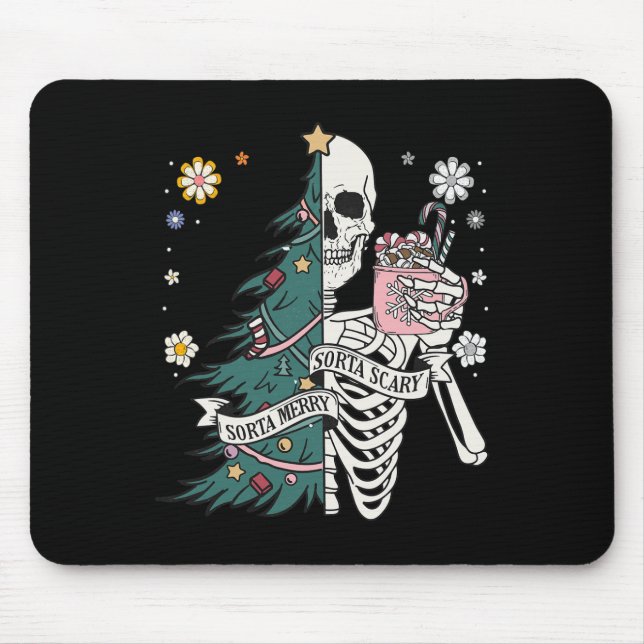 Sorta scary merry sorta christmas skeleton tree sa mouse pad (Front)