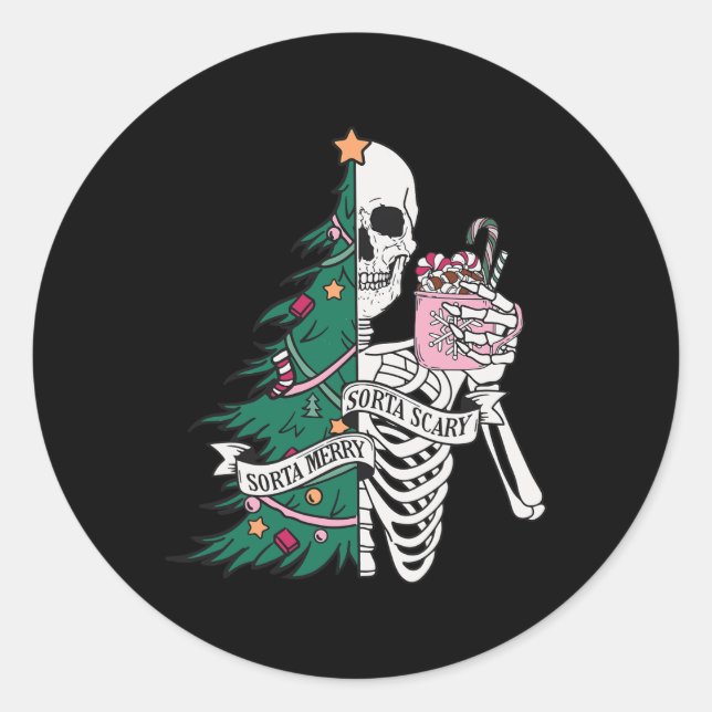 Sorta Scary Sorta Merry Christmas  Classic Round Sticker (Front)
