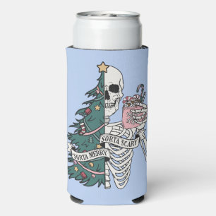 "Sorta Scary Sorta Merry" Christmas Skeleton Seltzer Can Cooler