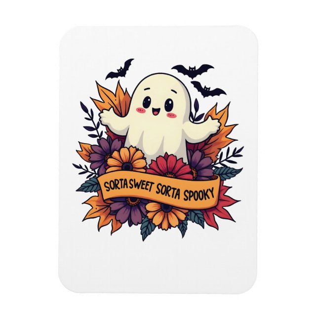 Sorta Sweet Sorta Spooky Halloween Ghost Fall Love Magnet (Vertical)