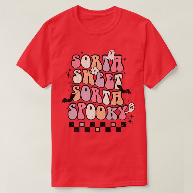 Sorta Sweet Sorta Spooky Retro Groovy Funny Hallow T-Shirt (Design Front)